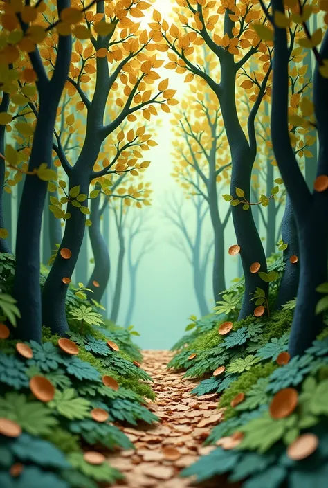 Please make a background scene in the forest out of paper.