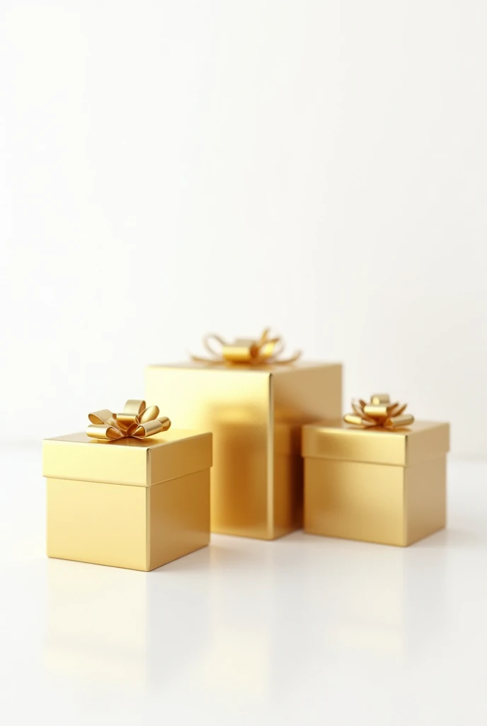 White background with golden gifts without balls