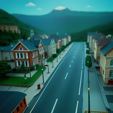 Miniature Photography, Miniature set, Miniature/Diorama Style, A miniature cityscape, Miniature diorama style town, ((Tilt-shift photography, photograph with a tilt-shift lens:1.3, Shot with a Perspective Control Lens:1.3)), ((highest quality)), ((masterpi...