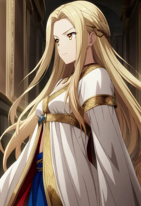 1boy, blonde long hair, golden eyes, greek clothes, CG, screenshot