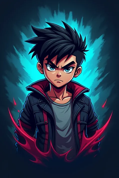 A gaming logo with blue colour with badass boy character with no text in 