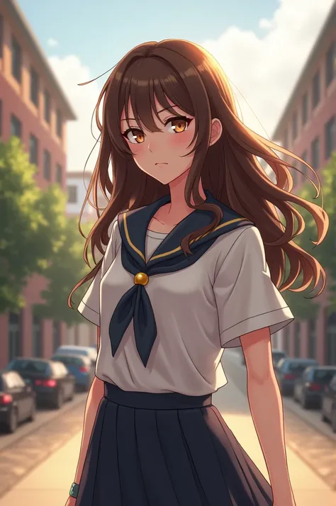 girl with brown hair and brown eyes at the ua academy