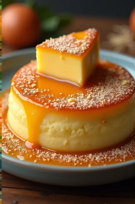 Bibingka with sliced letche flan and grated cheese 