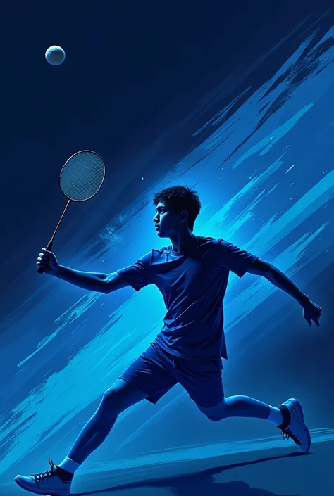 Badminton tournament poster with blue colour background, and dark