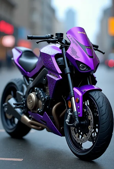 Bullet bike 350 cc with purple petrol tank with knight Wolf logo & wolf emblem


