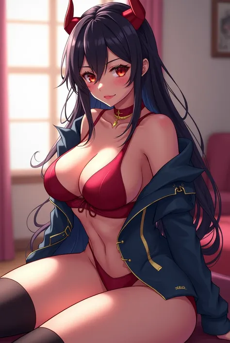 reyna (valorant), powerful, ecchi, sassy eyes, blush face, thick thighs, sitting, hot, high resolution , anime