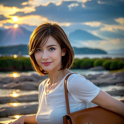 (Realistic, 超Realistic:1.4), 16K HDR, High resolution,Brown short hair,The best smile、Japanese Actress,Super Beauty(Like the real thing),Short sleeve dress,Whiskey Bottle、The Macallan、Johnnie Walker、、Old Parr、whiskey、Suntory、nick、Slim couple、Model Couple、(...