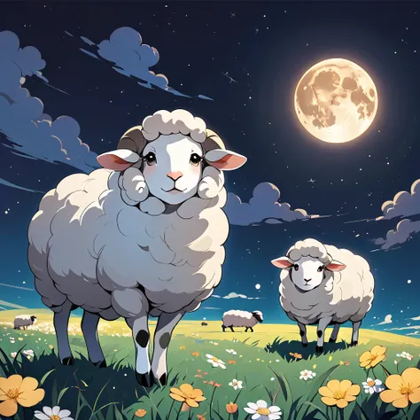 Big Moon, A cute sheep