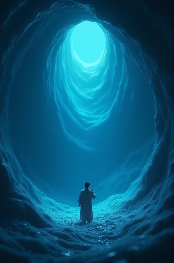  Scene 5: Jonah in the Belly of the Fish
**Prompt:** "Inside the dark belly of the fish, Jonah is illuminated by a faint blue light. He looks around, distressed but begins to pray."
- **Animation Style:** Smooth, swirling movements to create a feeling of c...