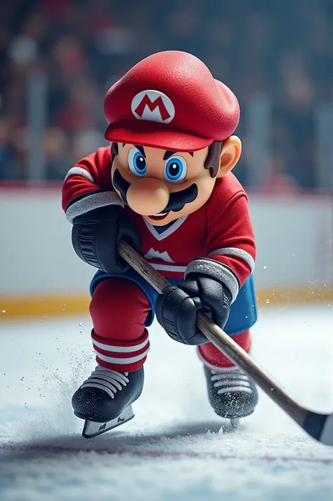 Super Mario playing hockey