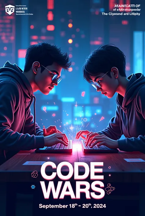 Create a poster for a coding competition named code wars to be held between 18th and 20th sept 2024. Put the dates in the image and the venue as auditoriam of  BP poddar