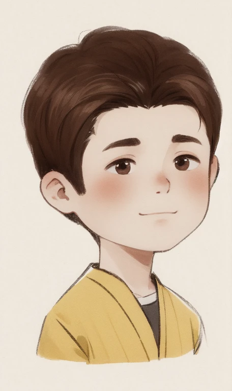 chibi painting, face of American man, chibi. Brown hair.