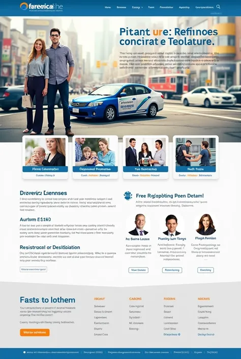 A advertisement of services 
1. Driving licence and licence related services 
2. vehicle related services 
3. Vehicle insurance 
Add image in background which suitable for it