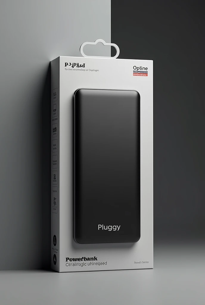 make packaging for powerbank with name brand pluggy
