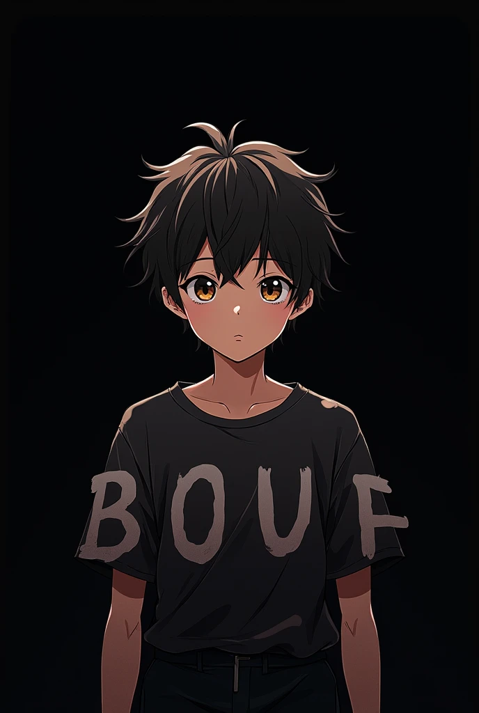 The back color will be black with the front written in black and a boys anime