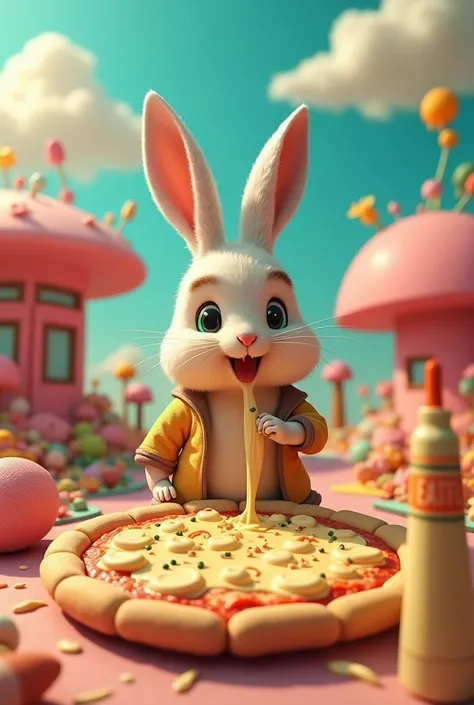 pizza　Rabbit　Plenty of mayonnaise　Tube of mayonnaise　