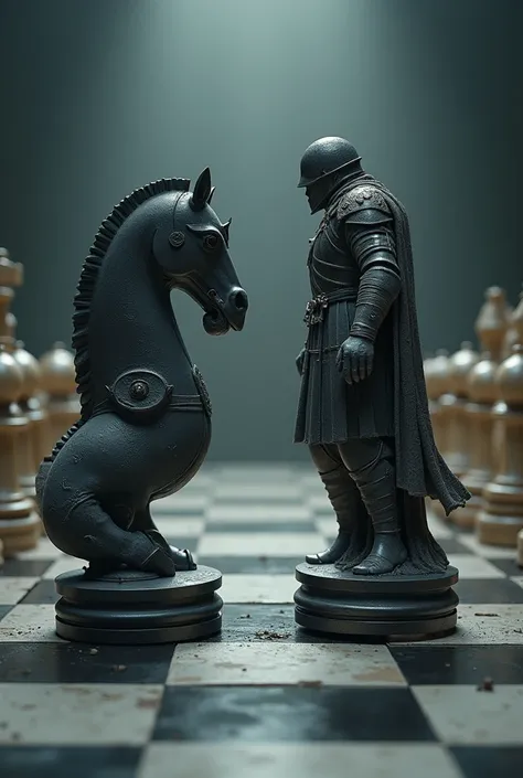 Chess knight fights chess king