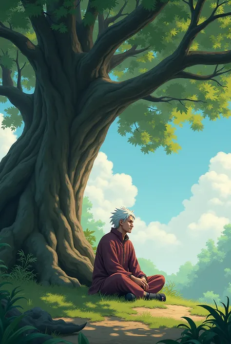 Jiraya from naruto, resting under the tree