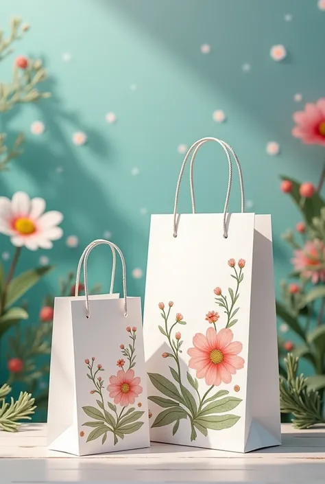  Paper gift bags simple flowers,leaves,and other design with beautiful ai background pictures for  website 