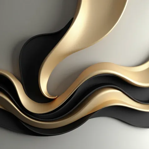 Black and gold background，Light silver gradient background with reflection，There are arcs and curves at the bottom of the picture，Abstract Style，Soft Edges，High-resolution，3D Rendering，No shadows on foreground elements，Rich in details。The overall compositi...