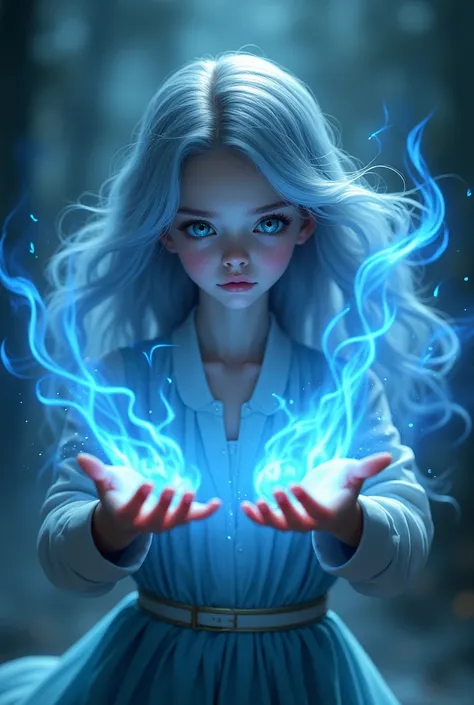 A girl who makes blue fire from her hands

