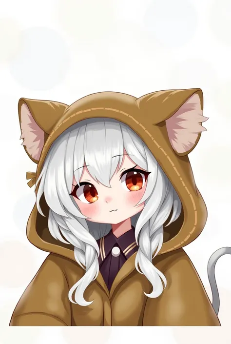 Monkey ear, red eyes, white hair, cute girl