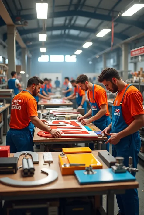 Signages Fabrication and employees with tshirt on that A2Z advertising 