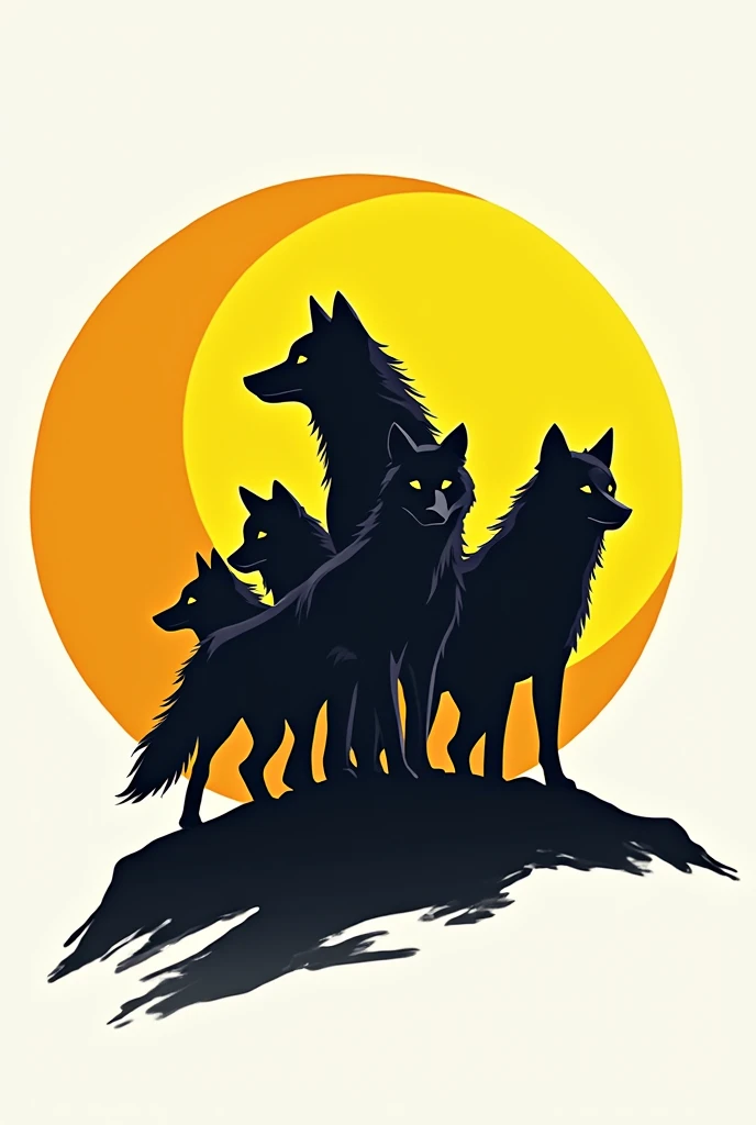 The young wolves 2023 logo with wolf and moon in black yellow and font