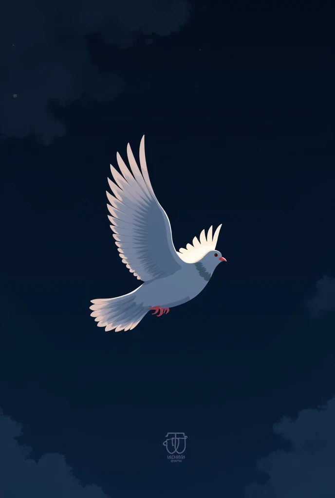 Pigeon flying on dark sky logo dark  anime theme 