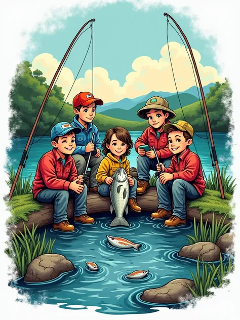 design a fishing group tshirt