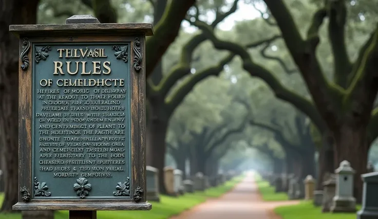 Cemetery rules signboard image.