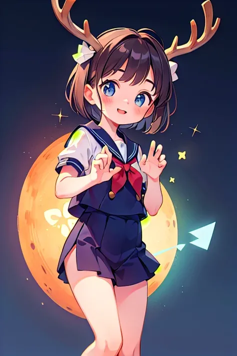 (Best Quality,16k,High resolution,masterpiece:1.2)，Very young  ，1 person，Realistic:1.37，shape，Dark and mysterious，Black short bob，Very short stature，Flat Chest，Thin thighs，Small Ass，fine grain，Detailed lips，Short-sleeved sailor uniform，Nara City，Beautiful ...