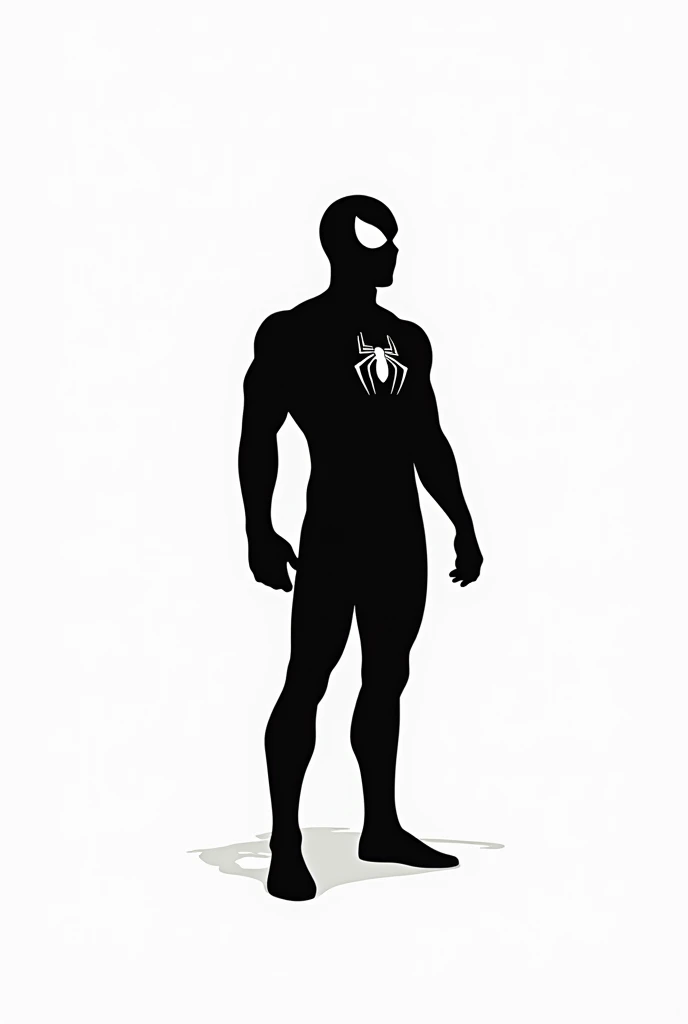 Create a minimalist poster, from Spiderman, use a white background, with the black Spiderman silhouette and white details in HD without reflections



