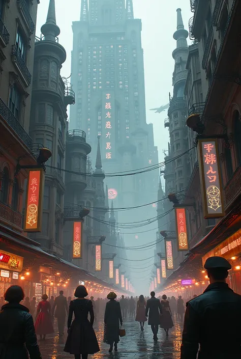 Cyberpunk city in a victorian era