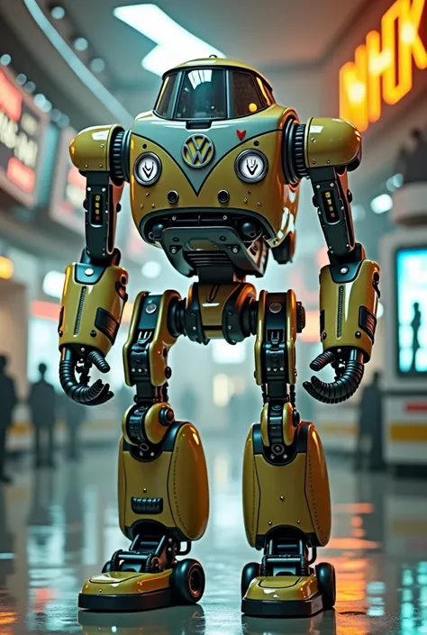 Volkswagen Type 2 robot with arms and legs,Cool,Retro,High resolution, Cinematography,  Science fiction,Transform