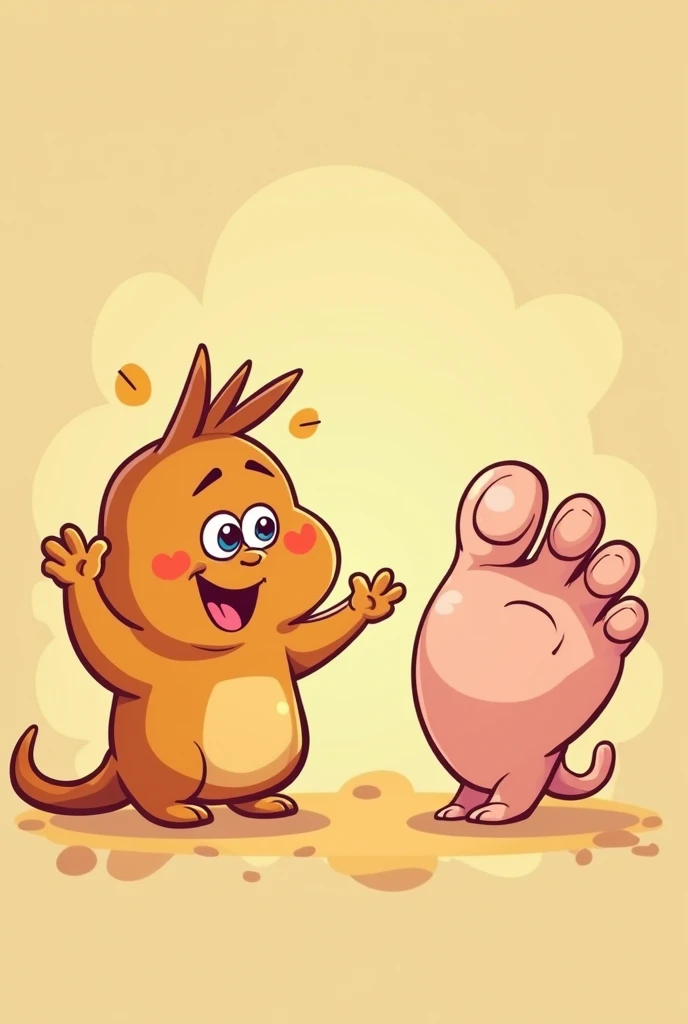 A cute cartoon jand and a toe