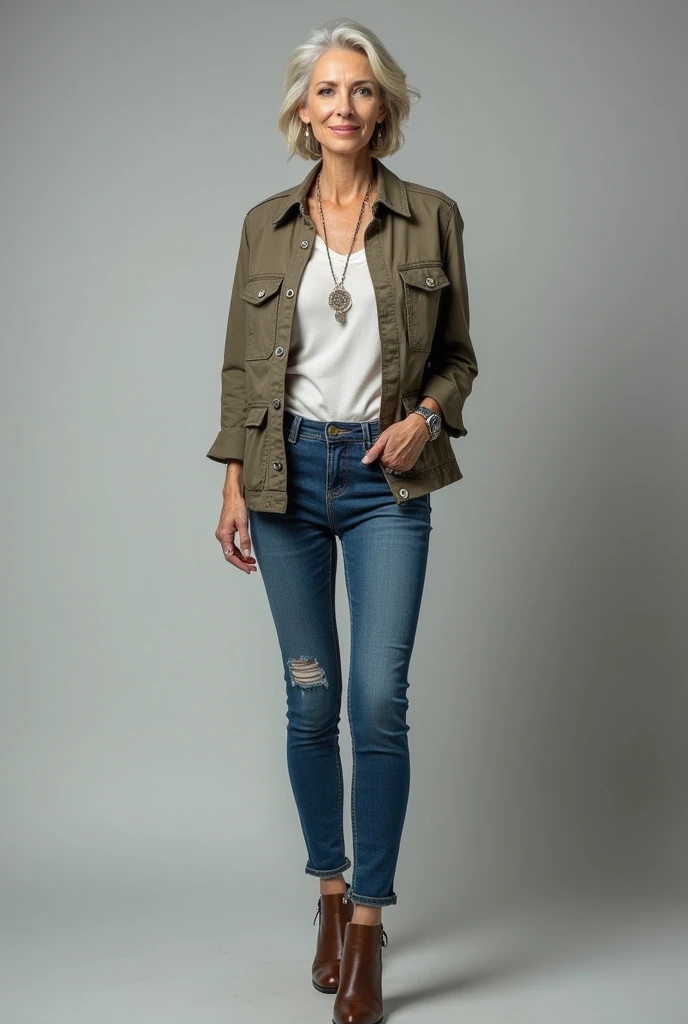 60 year old woman with skinny jeans