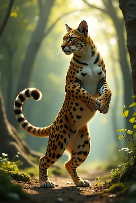  A big cat stand on two foot and dancing