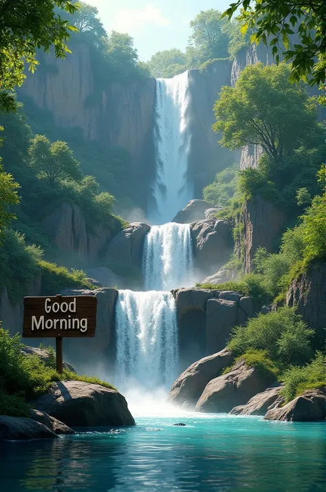 Create a waterfall and have it written very good morning 