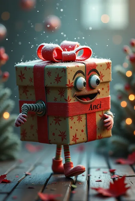 Gift in the form of a folderSure! Here’s the description in English: A gift box is walking towards you on its own. The gift box is decorated with colorful wrapping and has added eyes and hands to make it look lively and visually interesting. The box moves ...