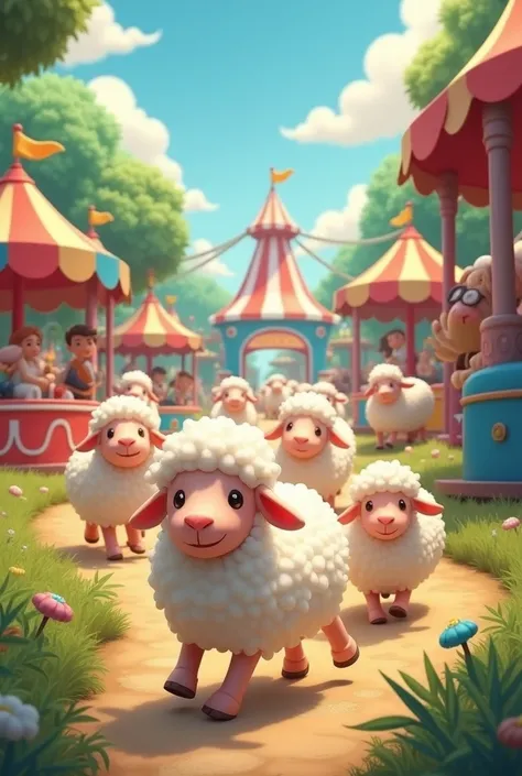 Sheep in amusement park