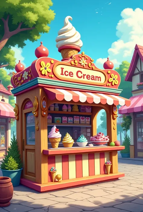 Ice cream stall png 2d image without people