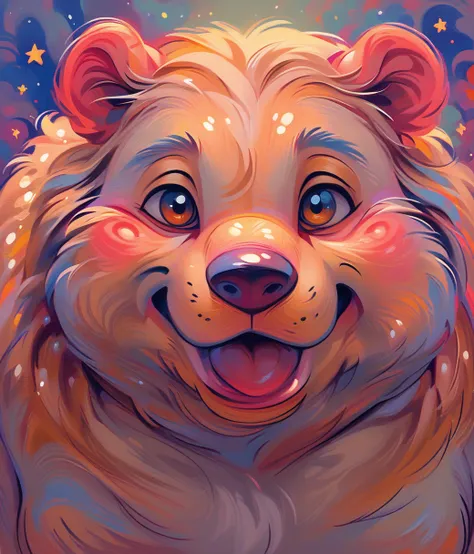 style of jeremiah ketner, (cute, fat, obese, anthro, male, polar bear), nude, portrait, hires textures, highly detailed, intrica...