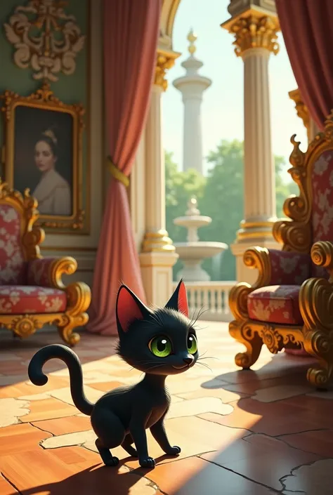 Little black cat and the Palace of Versailles