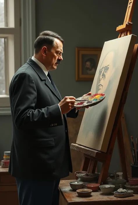 Adolf Hitler painting a picture