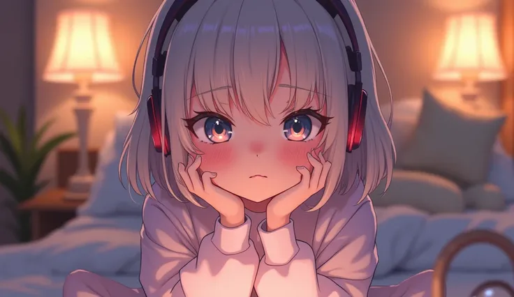 Cute anime girl a little angry doing asmr 