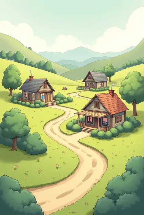 Easy landscape drawing of houses