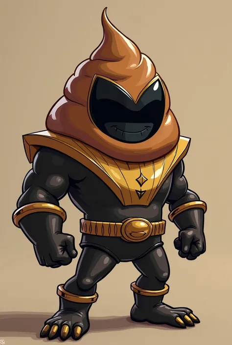 Cartoon poop with the black power ranger costum mask off