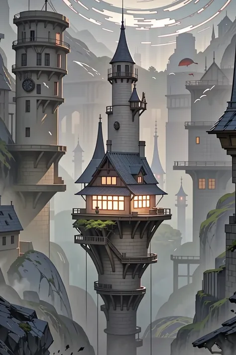 color (Fantasy: 1.2), (Hayao Miyazaki Style), (Irregular Buildings Floating Under the Sea), Patchwork Cottage, Moss decoration, Coral, lightsConcept art inspired by Andreas Rocha, Artstation Contest Winner, Fantasy art, (Underwater City), Ross Tran, Streak...