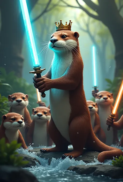 Otter King with laser sword and his subjects  